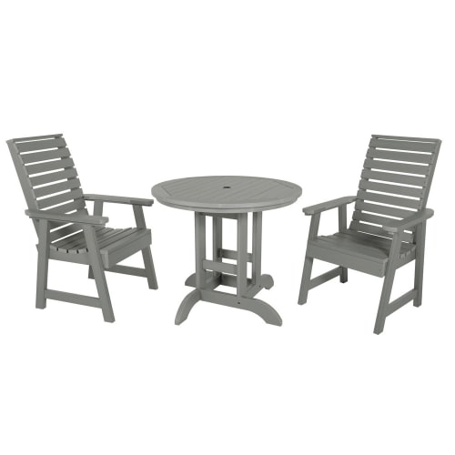 Sequoia Professional Aurora Round Dining Set, 3 Piece Set, Coastal Teak